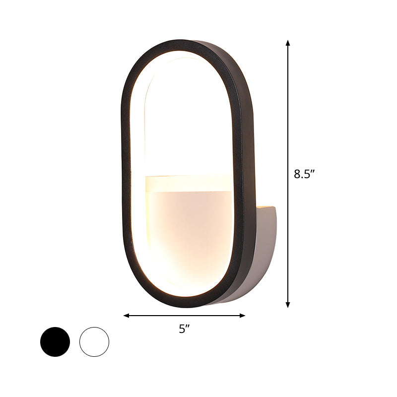 DecorBites™ Mini Aluminum Ellipse LED Wall Lamp in Simplicity White/Black - Warm/White Light