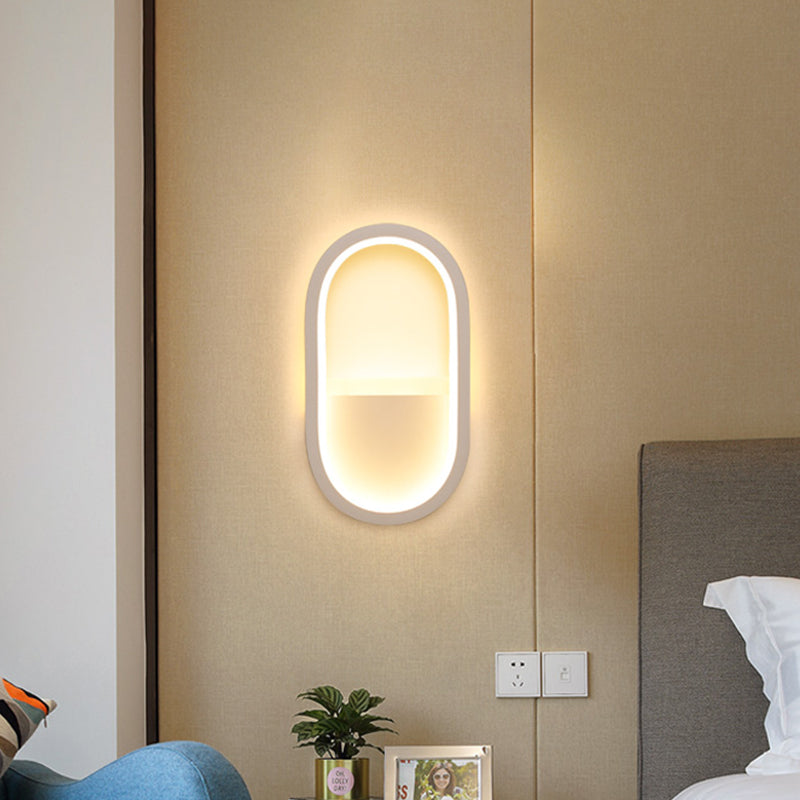 DecorBites™ Mini Aluminum Ellipse LED Wall Lamp in Simplicity White/Black - Warm/White Light