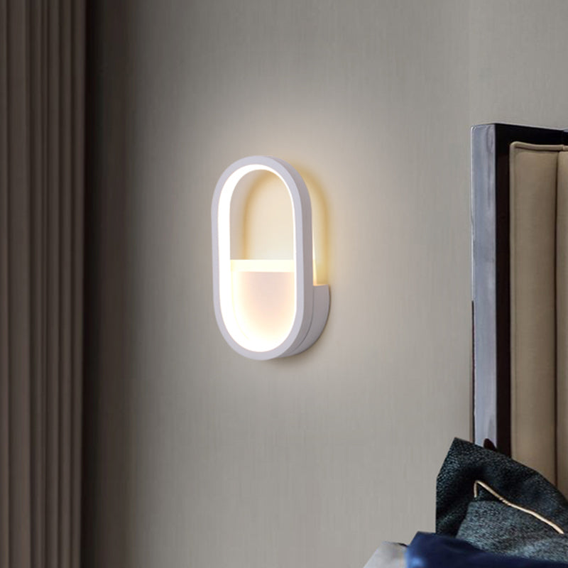 DecorBites™ Mini Aluminum Ellipse LED Wall Lamp in Simplicity White/Black - Warm/White Light