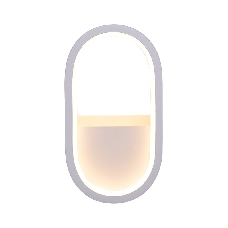 DecorBites™ Mini Aluminum Ellipse LED Wall Lamp in Simplicity White/Black - Warm/White Light