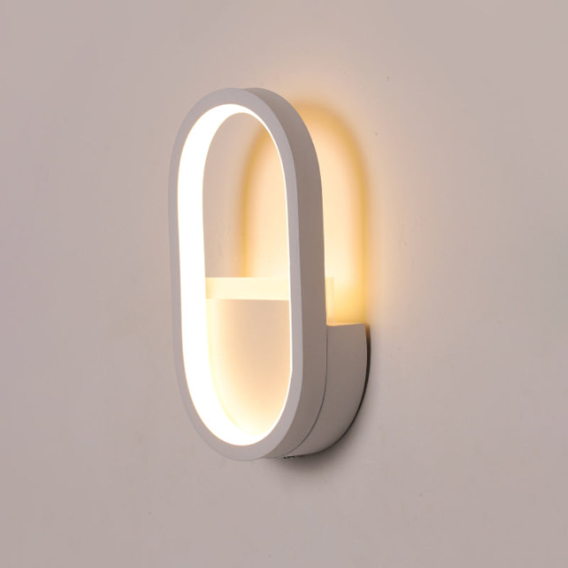 DecorBites™ Mini Aluminum Ellipse LED Wall Lamp in Simplicity White/Black - Warm/White Light