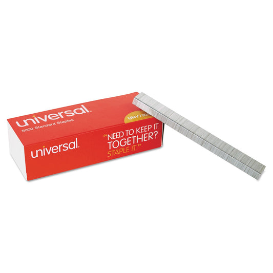 Universal Standard Chisel Point Staples, 0.25" Leg, 0.5" Crown, Steel, 5,000/Box