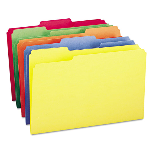 Smead Colored File Folders, 1/3-Cut Tabs: Assorted, Legal Size, 0.75" Expansion, Assorted Colors, 100/Box