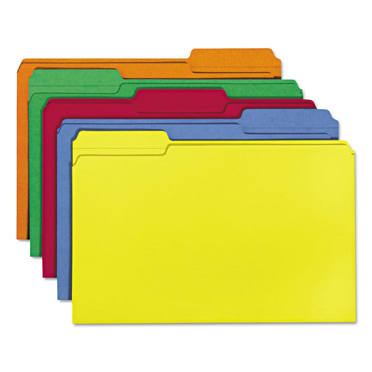 Smead Colored File Folders, 1/3-Cut Tabs: Assorted, Legal Size, 0.75" Expansion, Assorted Colors, 100/Box