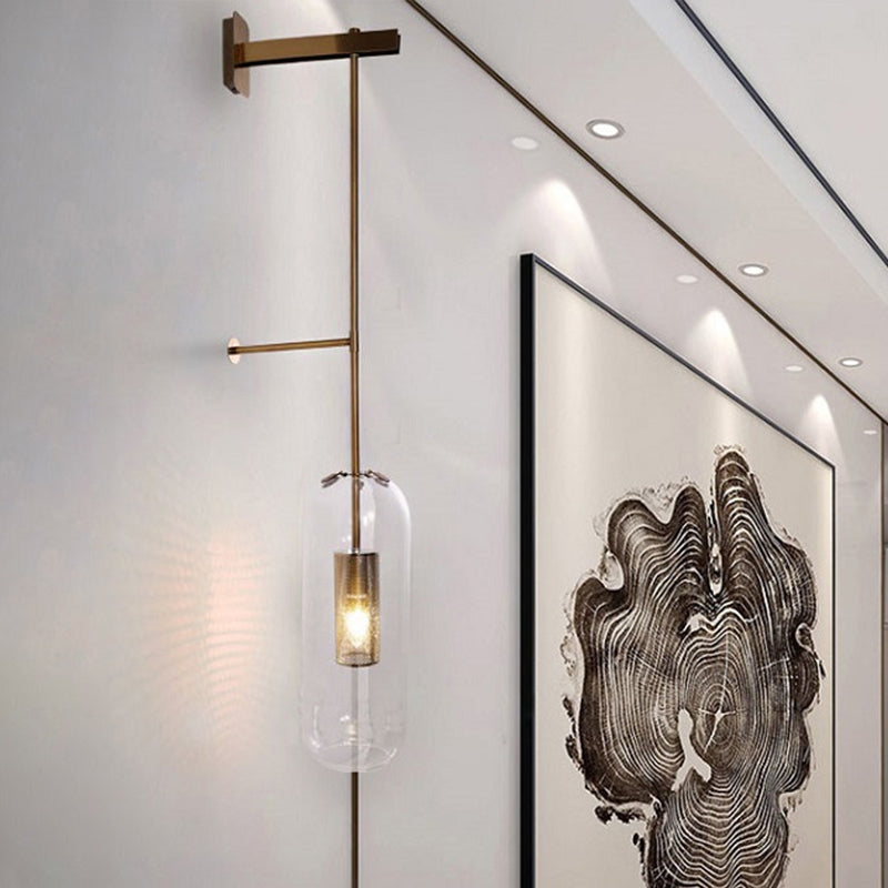 DecorBites™ Gold Metal Wall Lamp with Postmodern Design and 1 Light for Living Rooms