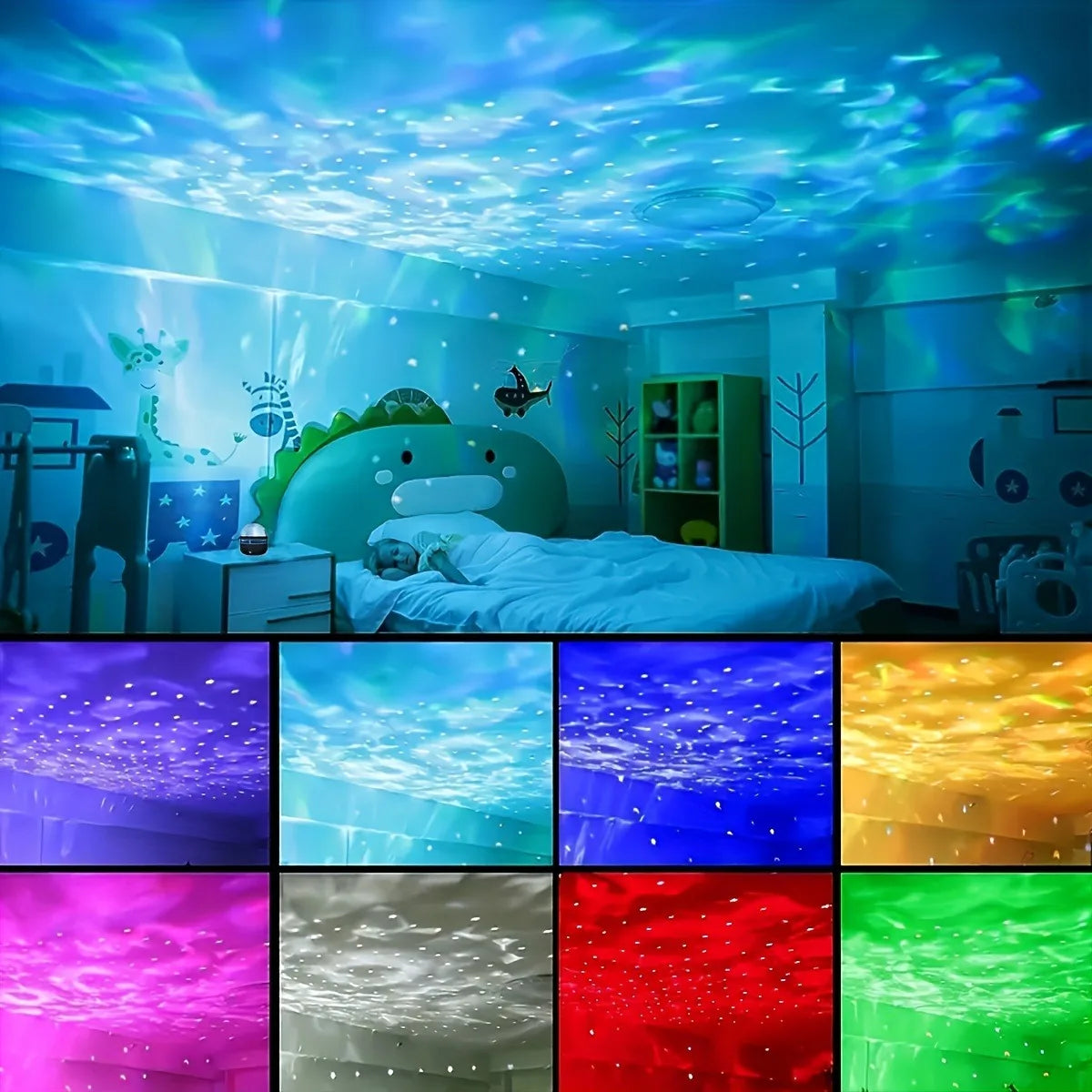 DecorBites™ 1pc LED Galaxy Star Projector Light,USB Powered,Water ripple Wave,Remote Controlled Bedroom Night Lamp,For Party,Home Theater