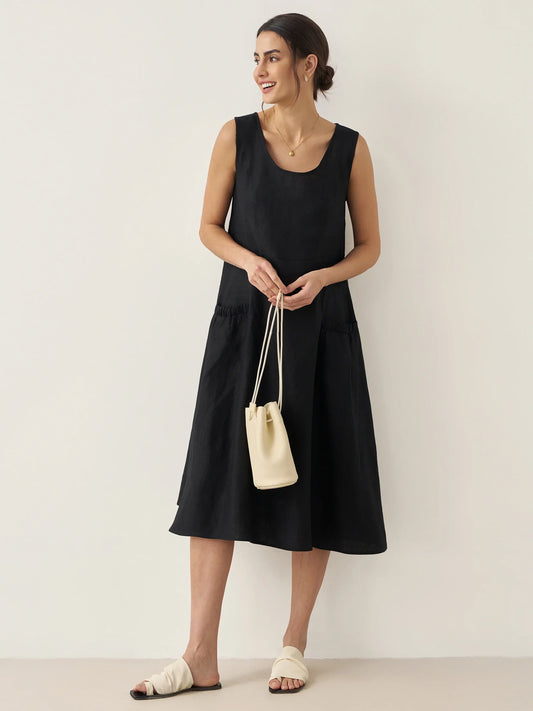 100% Linen Swing Beach Tank Dress GIANA