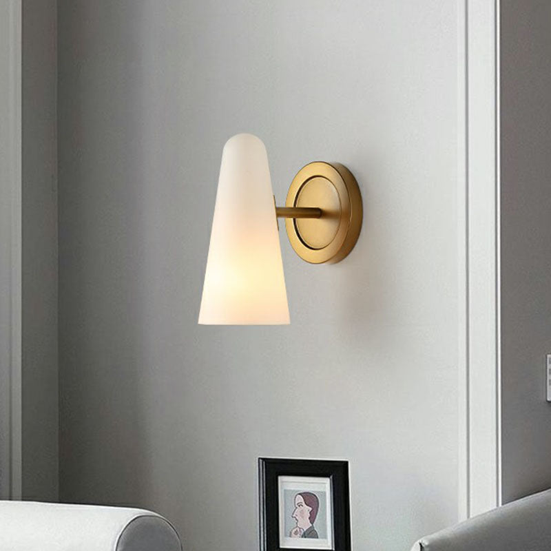 DecorBites™ Minimalist Gold Wall Sconce Light for Living Room with Frosted Glass Shade