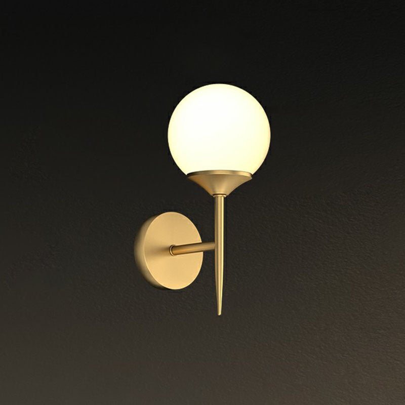 DecorBites™ Gold LED Wall Lamp: Minimalist Cream Glass Sconce Light for Dining Room