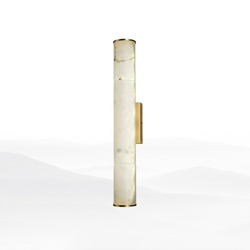 DecorBites™ Sleek Marble Tube LED Sconce Light: Simplicity White & Brass Wall Lamp for Living Room