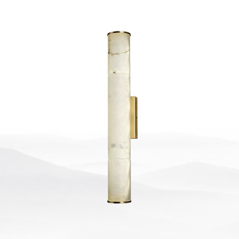 DecorBites™ Sleek Marble Tube LED Sconce Light: Simplicity White & Brass Wall Lamp for Living Room