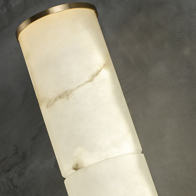 DecorBites™ Sleek Marble Tube LED Sconce Light: Simplicity White & Brass Wall Lamp for Living Room