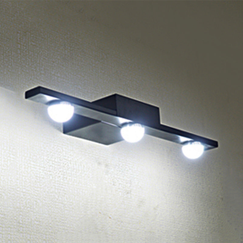 DecorBites™ Modern Black/White Linear Vanity Light Fixture - 3 Lights - Metal Wall Lighting - Warm/White Light - Over Mirror