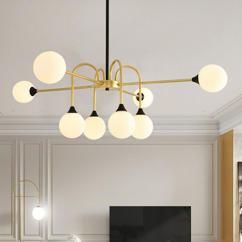DecorBites™ Modo Glass Suspension Light - Nordic 8-Head Chandelier in Gold Finish for Dining Room