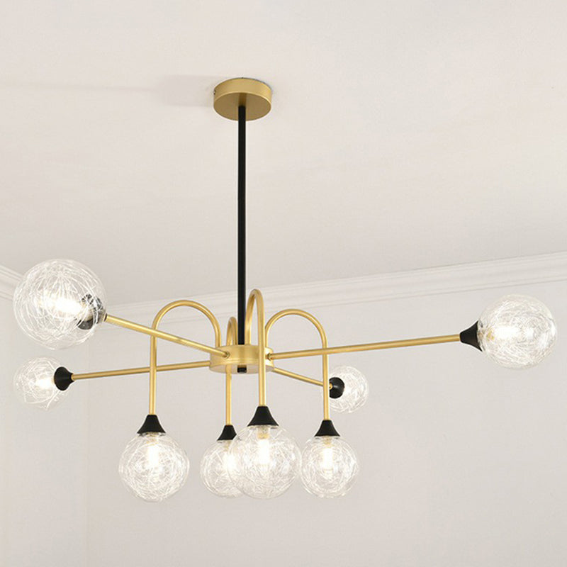 DecorBites™ Modo Glass Suspension Light - Nordic 8-Head Chandelier in Gold Finish for Dining Room