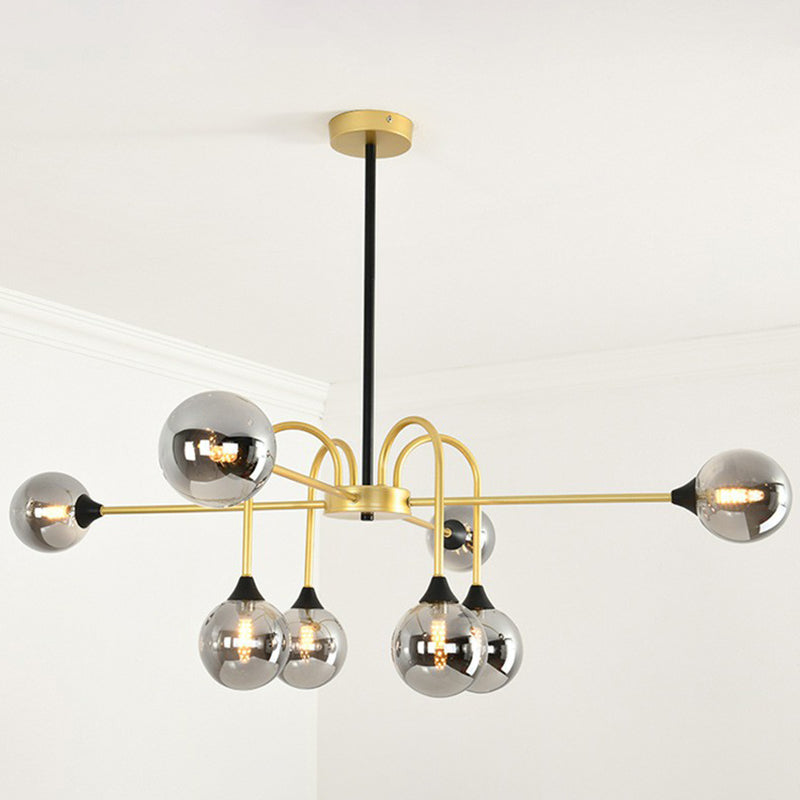 DecorBites™ Modo Glass Suspension Light - Nordic 8-Head Chandelier in Gold Finish for Dining Room