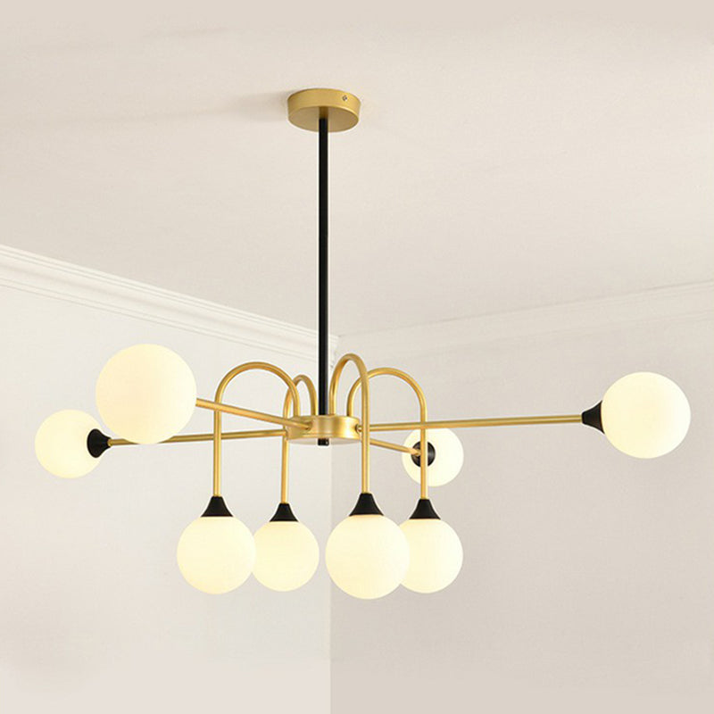 DecorBites™ Modo Glass Suspension Light - Nordic 8-Head Chandelier in Gold Finish for Dining Room