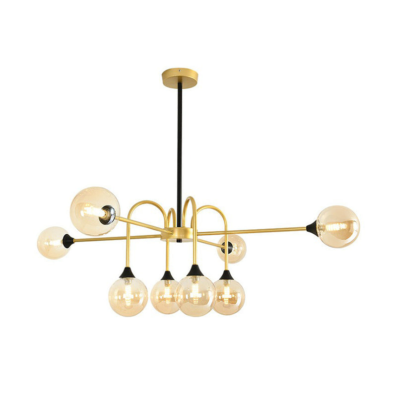 DecorBites™ Modo Glass Suspension Light - Nordic 8-Head Chandelier in Gold Finish for Dining Room