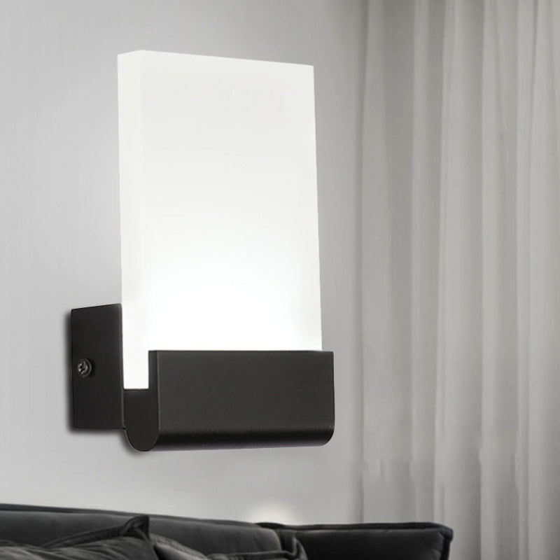 DecorBites™ 4" Wide Acrylic LED Sconce Light - Black/White Cuboid Design with Warm/White Lighting Options