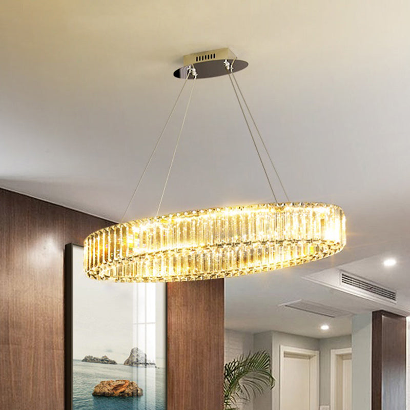 DecorBites™ Contemporary Clear Crystal Prism Hanging Lamp for Dining Table - Island Light with K9 Crystals