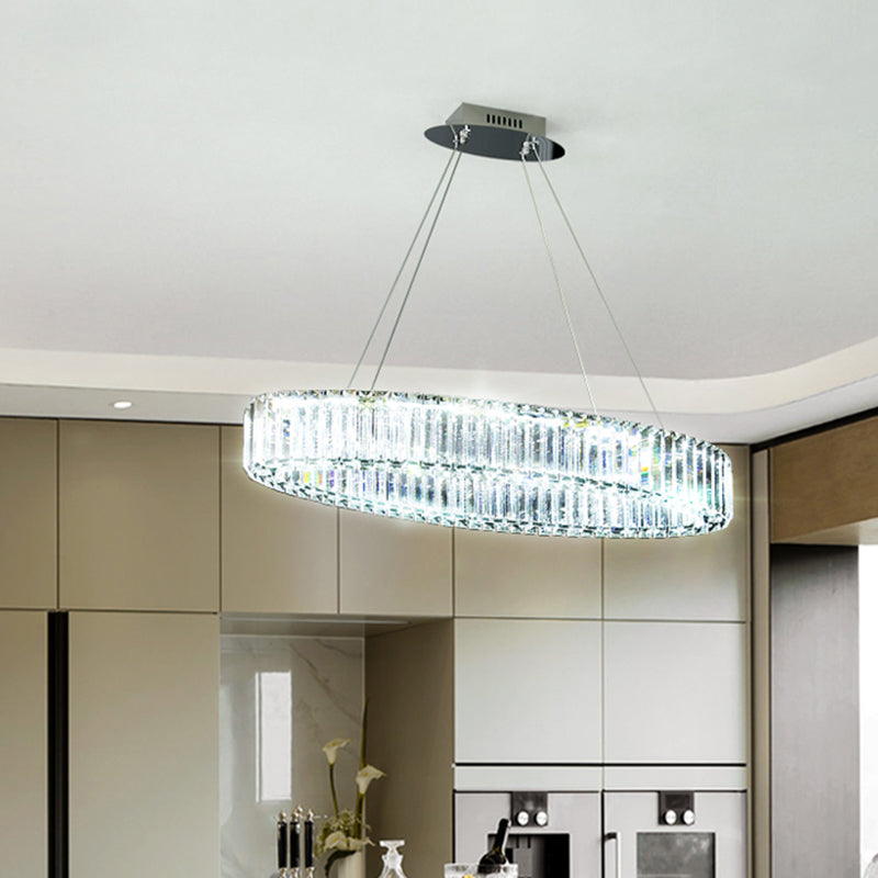 DecorBites™ Contemporary Clear Crystal Prism Hanging Lamp for Dining Table - Island Light with K9 Crystals