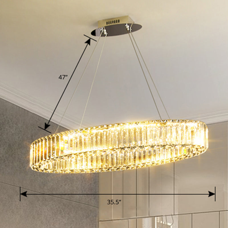 DecorBites™ Contemporary Clear Crystal Prism Hanging Lamp for Dining Table - Island Light with K9 Crystals