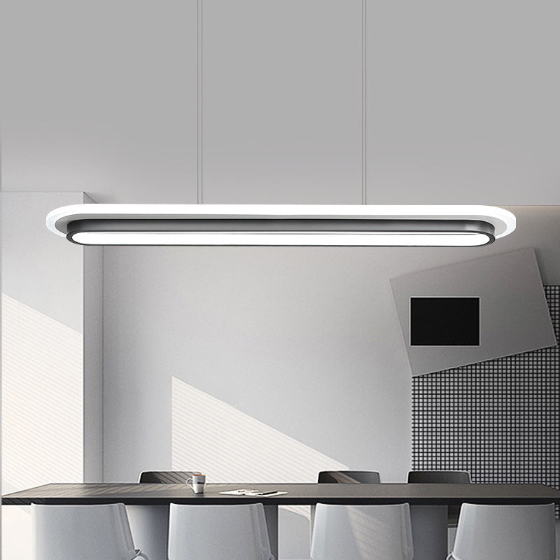 DecorBites™ Nordic Style Black & White Elliptical Island LED Suspension Lamp - Modern Acrylic Lighting for Table