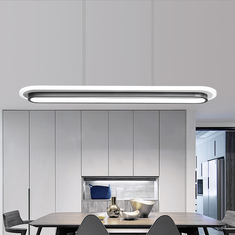 DecorBites™ Nordic Style Black & White Elliptical Island LED Suspension Lamp - Modern Acrylic Lighting for Table