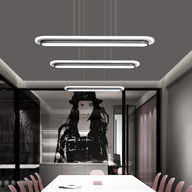 DecorBites™ Nordic Style Black & White Elliptical Island LED Suspension Lamp - Modern Acrylic Lighting for Table