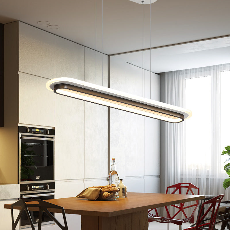 DecorBites™ Nordic Style Black & White Elliptical Island LED Suspension Lamp - Modern Acrylic Lighting for Table