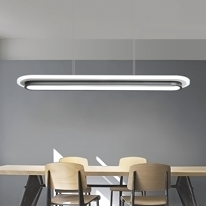 DecorBites™ Nordic Style Black & White Elliptical Island LED Suspension Lamp - Modern Acrylic Lighting for Table