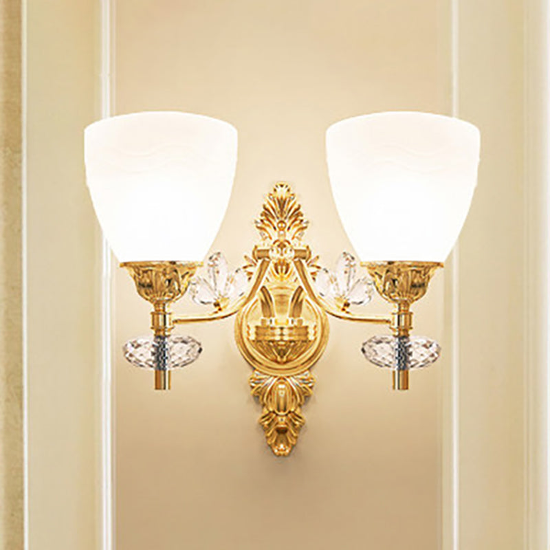 DecorBites™ Modernist Glass Cone Wall Mount Light with Crystal Accent - Gold Finish