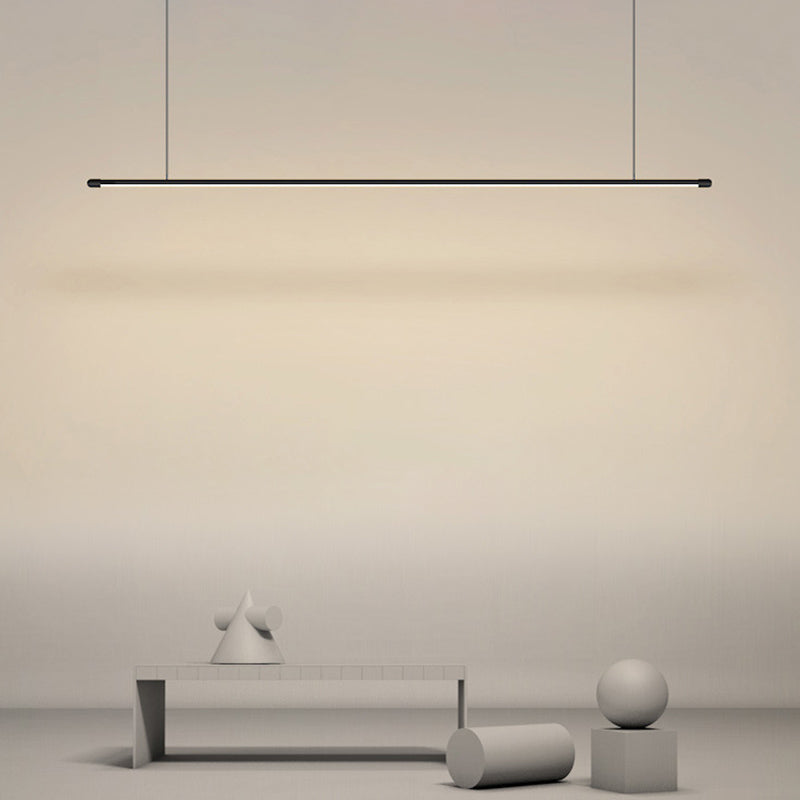 DecorBites™ Sleek LED Pendant Lamp for Kitchen Bar Island - Minimalist Thin Rod Design, Metal Construction, Black Finish