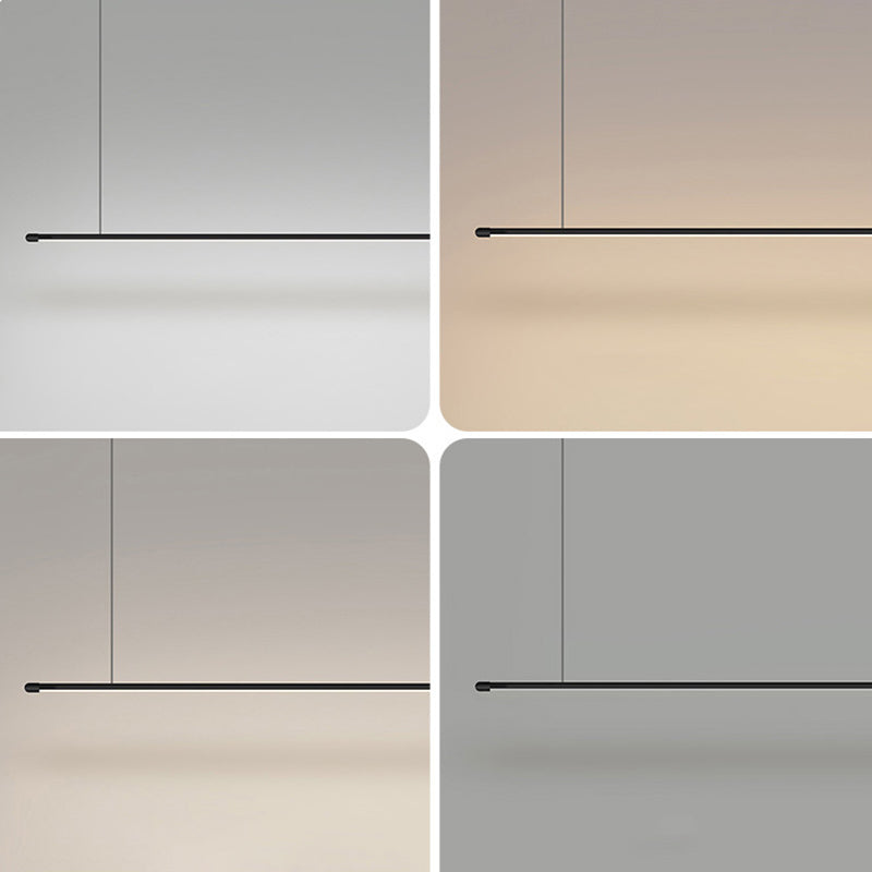 DecorBites™ Sleek LED Pendant Lamp for Kitchen Bar Island - Minimalist Thin Rod Design, Metal Construction, Black Finish