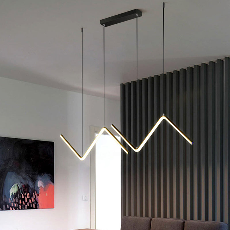 DecorBites™ Contemporary Zigzag Pendant LED Light Fixture with Metal Suspension