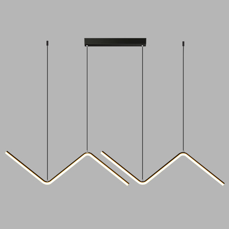 DecorBites™ Contemporary Zigzag Pendant LED Light Fixture with Metal Suspension