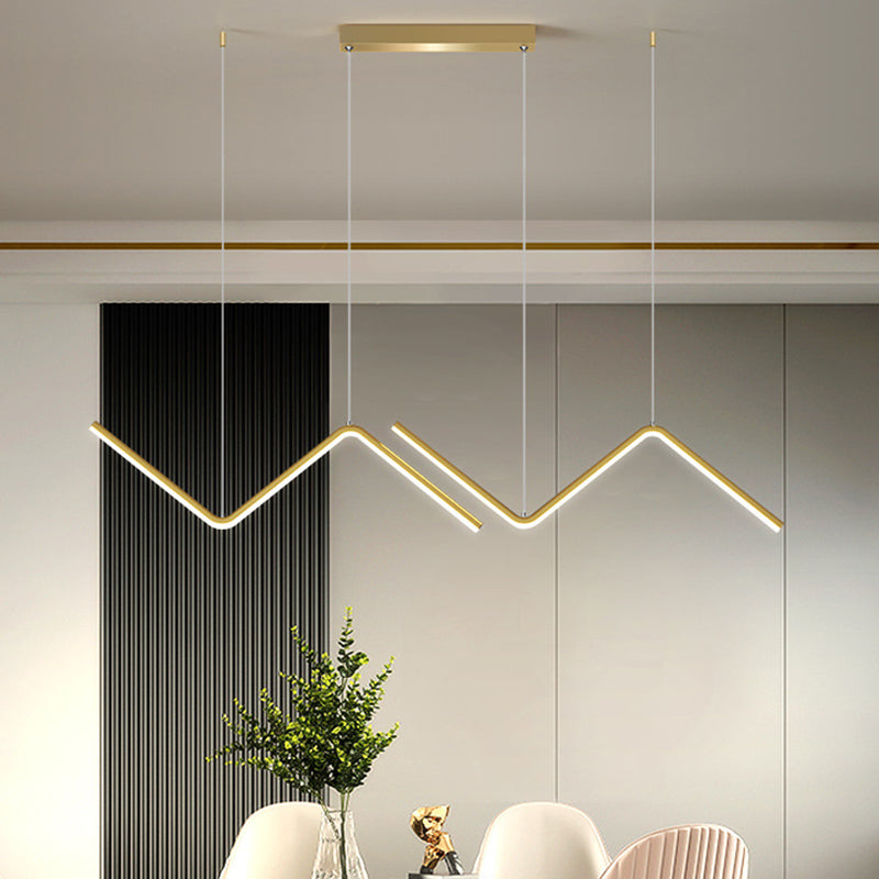 DecorBites™ Contemporary Zigzag Pendant LED Light Fixture with Metal Suspension