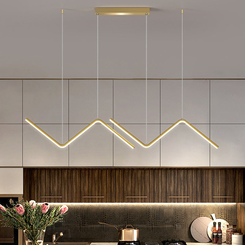 DecorBites™ Contemporary Zigzag Pendant LED Light Fixture with Metal Suspension
