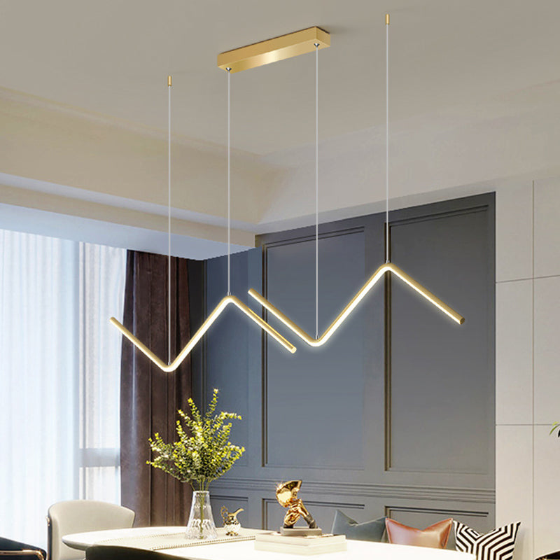 DecorBites™ Contemporary Zigzag Pendant LED Light Fixture with Metal Suspension