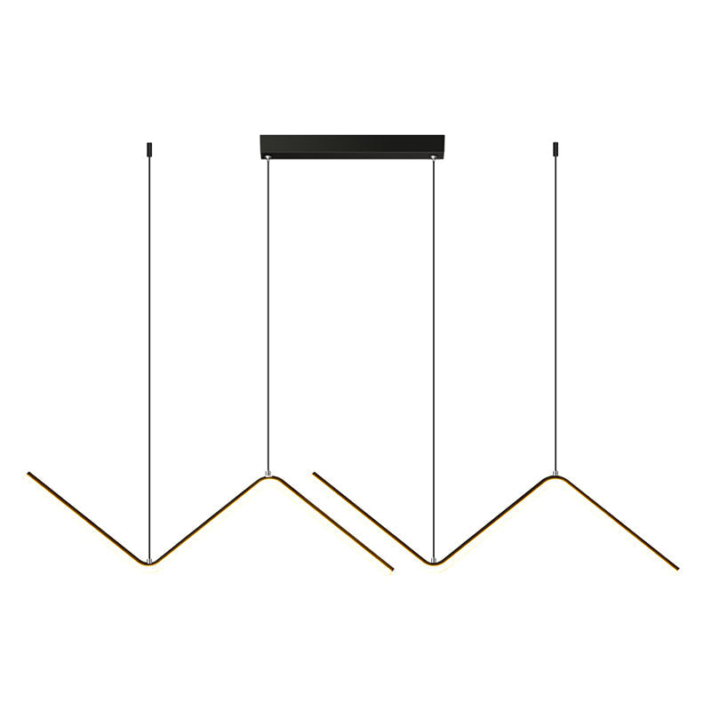 DecorBites™ Contemporary Zigzag Pendant LED Light Fixture with Metal Suspension