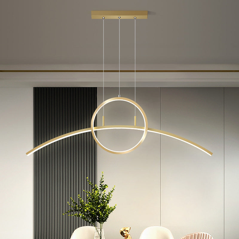 DecorBites™ Modern LED Pendant Light Fixture: Circle and Linear Design with Metal Hanging
