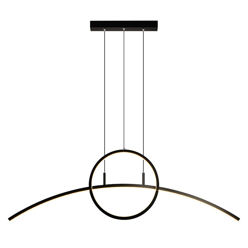 DecorBites™ Modern LED Pendant Light Fixture: Circle and Linear Design with Metal Hanging