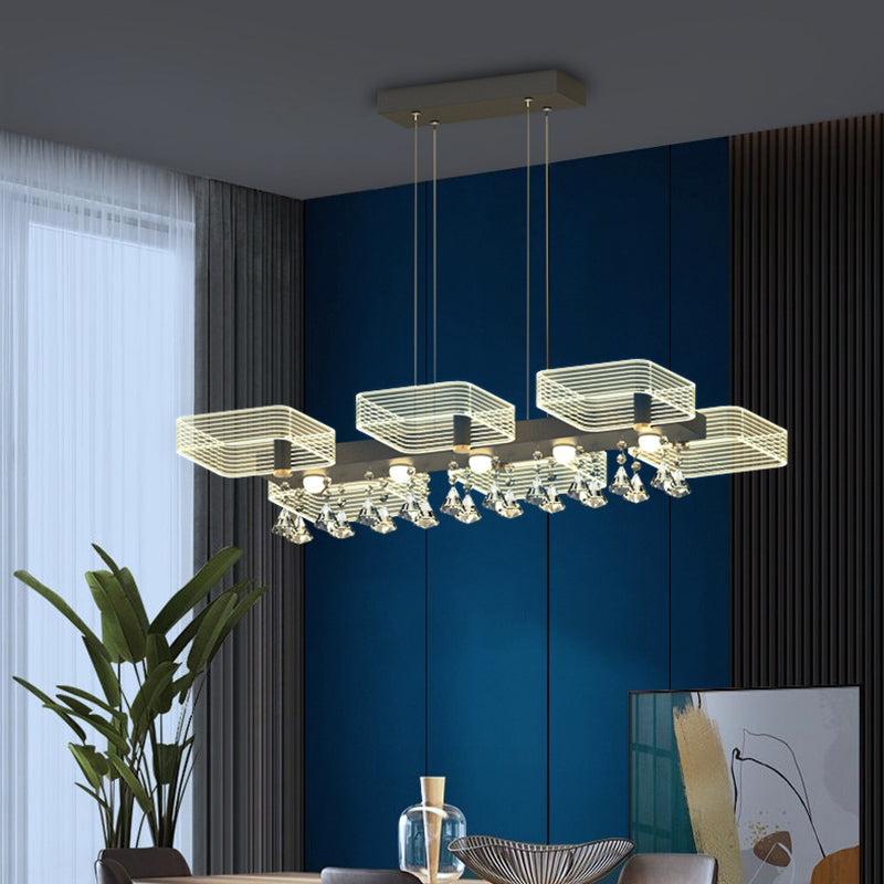 DecorBites™ Modern Black Squares Island Suspension Light for Acrylic Dining Room Fixture