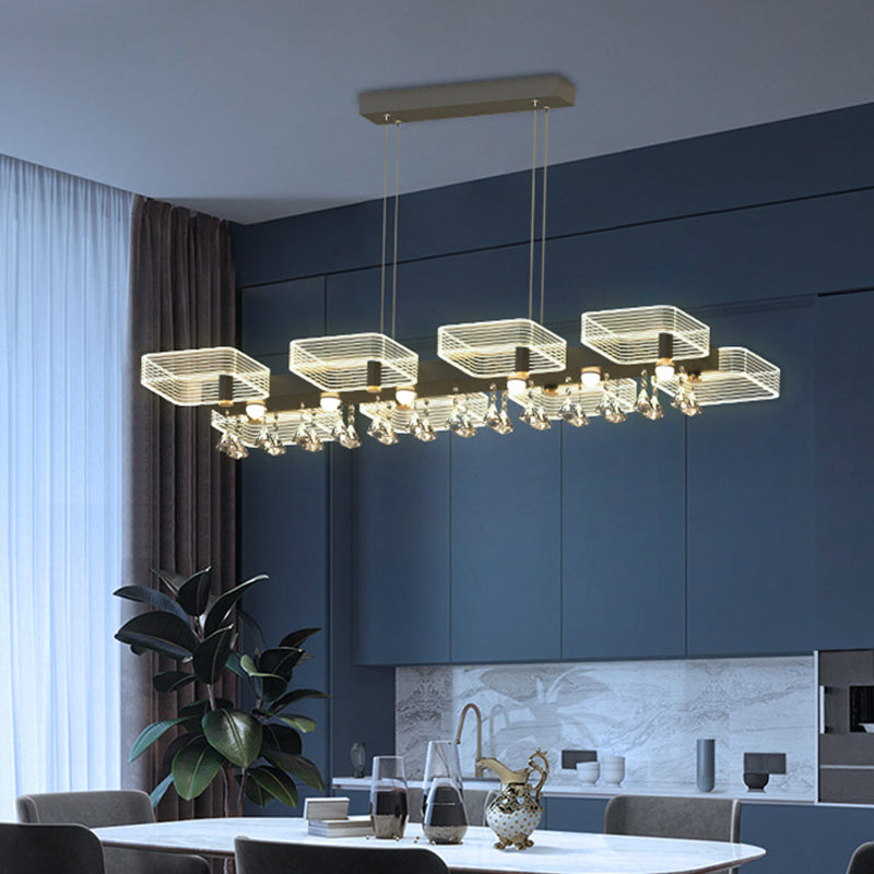DecorBites™ Modern Black Squares Island Suspension Light for Acrylic Dining Room Fixture
