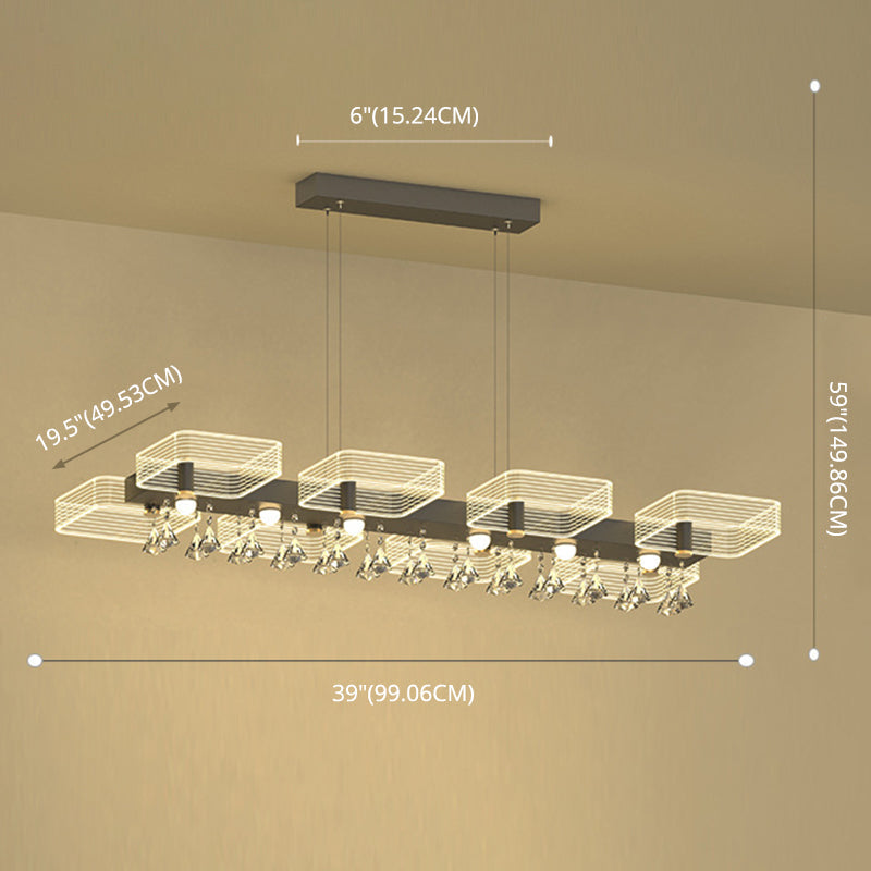 DecorBites™ Modern Black Squares Island Suspension Light for Acrylic Dining Room Fixture