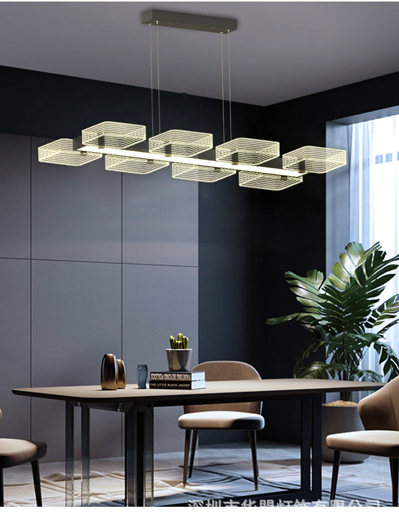 DecorBites™ Modern Black Squares Island Suspension Light for Acrylic Dining Room Fixture