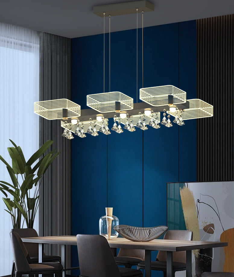 DecorBites™ Modern Black Squares Island Suspension Light for Acrylic Dining Room Fixture