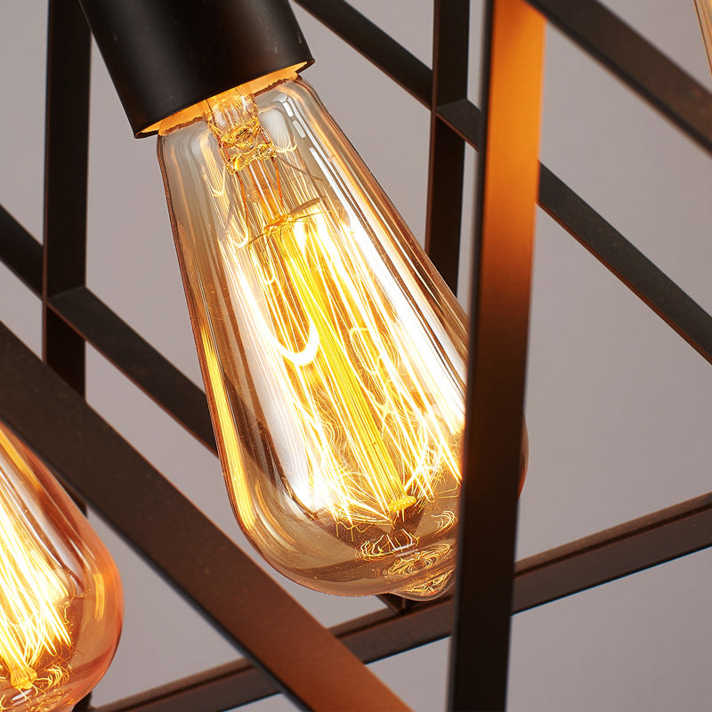 DecorBites™ Industrial Style Black Ironwork Pendant Light for Bar - Rectangular Island Design