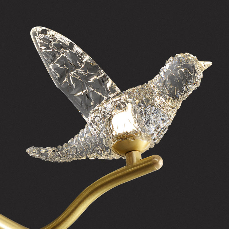 DecorBites™ Twig Pendant Lamp with Bird Decor – Gold Finish & LED Acrylic Island Light