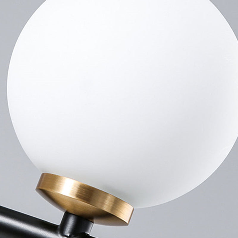 DecorBites™ Minimalist Modern Linear Chandelier with Spherical White Glass Ceiling Light Fixture
